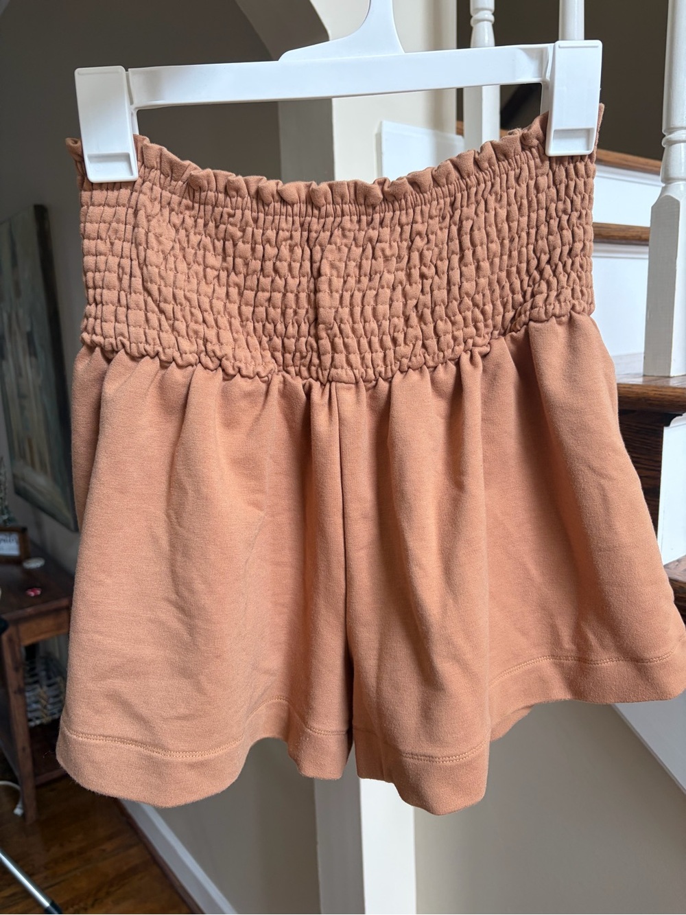 Small Brown/Tan Smocked High-Waist Shorts
